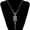 N-6502 Bohemian Vintage Ethnic Leaf Shape Choker Necklace Crystal Rhinestone Resin Tassel Necklaces Earrings For Women Set Jewelry