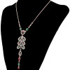 N-6502 Bohemian Vintage Ethnic Leaf Shape Choker Necklace Crystal Rhinestone Resin Tassel Necklaces Earrings For Women Set Jewelry