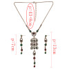 N-6502 Bohemian Vintage Ethnic Leaf Shape Choker Necklace Crystal Rhinestone Resin Tassel Necklaces Earrings For Women Set Jewelry