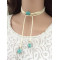 N-6504 Handmade Long Velvet Rope Leather Chain  Natural Turquoise Pendants Choker Necklace