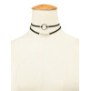 N-6509 Simple Design Double Black Leather Chain Silver Circle Beads Choker Bib Necklaces For Women Jewelry