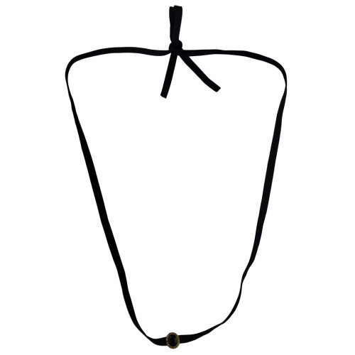 N-6516 Women Black Retro Velvet Crystal Collars Necklace Choker Long Clavicle Chain