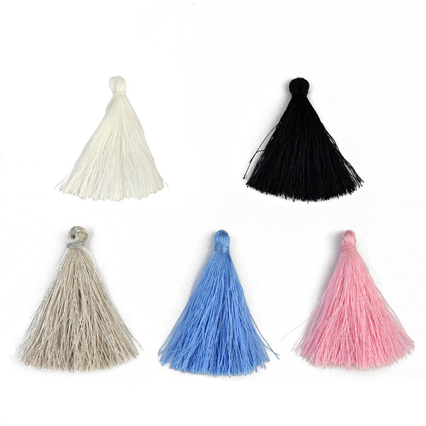 E-3900 100pcs/Pack Color Mixing 50mm Tassels Ployester Cotton Charms Pendant Imitation Silk Satin Tassels Jewelry