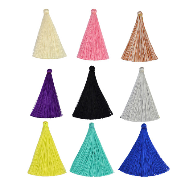 E-3901 100 pcs/lot  65mm Color-mixed Small Pendant Imitation Silk Satin Tassels DIY Findings Charms for Earring Necklace