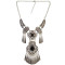 N-6490 Vintage Silver Plated Natural Turquoise Beads Hollow Out Flower Tassel Pendant Necklace