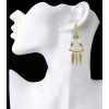 E-3905 Luxury Shell Beads Alloy Gold Plated Stud Drop Tassel Earring for Women 2 Colors