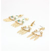 E-3905 Luxury Shell Beads Alloy Gold Plated Stud Drop Tassel Earring for Women 2 Colors