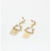 E-3905 Luxury Shell Beads Alloy Gold Plated Stud Drop Tassel Earring for Women 2 Colors