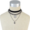 N-6527 3 Pcs/set Vintage Fashion  Black Leather Bronze Chain Coin Pendant Choker Short Necklaces For Women Girls Jewelry