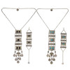 N-6531 B-0825 Vintage Style Ethnic Tribal Silver Plated Alloy Inlay Resin Bead Geometry Shape Pendant Coins Tassels Fringe Pendant Long Necklace Bracelets For Women Jewelry Set
