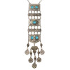 N-6531 B-0825 Vintage Style Ethnic Tribal Silver Plated Alloy Inlay Resin Bead Geometry Shape Pendant Coins Tassels Fringe Pendant Long Necklace Bracelets For Women Jewelry Set