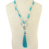 N-6533 Bohemian Handmade Rope Chain Wooden Beaded Shell Cattle Pendant Necklace Rope Tassel Necklaces For Women Jewerly