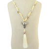 N-6533 Bohemian Handmade Rope Chain Wooden Beaded Shell Cattle Pendant Necklace Rope Tassel Necklaces For Women Jewerly