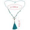 N-6533 Bohemian Handmade Rope Chain Wooden Beaded Shell Cattle Pendant Necklace Rope Tassel Necklaces For Women Jewerly