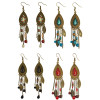E-3908 * Boho Retro Brown Long Tassel Drop Beaded Charms Earring Fish Hook Dangle Earrings 4 Colors