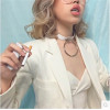 N-6534 Punk Style PU Leather Silver Big Round Pendant Necklace Gothic Choker Necklaces For Women Jewelry