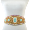 N-6540 Gypsy Tauren Charms Ethnic Belt Belly Chain Inlay Imitation Turquoise Resin Beads Elastic Adjustable Waist Belly Chain Body Jewelry