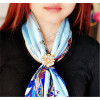 P-0346 Bohomian Style Vintage Gold Silver Plated Alloy Pearl Flower Shape Crystal Scarf Buckle Brooch Women & Girl Accessory