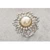 P-0346 Bohomian Style Vintage Gold Silver Plated Alloy Pearl Flower Shape Crystal Scarf Buckle Brooch Women & Girl Accessory