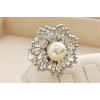 P-0346 Bohomian Style Vintage Gold Silver Plated Alloy Pearl Flower Shape Crystal Scarf Buckle Brooch Women & Girl Accessory