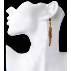 E-3913 Bohemian Handmade Long Tassel Feather Beaded Drop Dangle Earring Fish Hook Earrings for Women