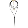 N-6554-New Design 2 Colors Artilady Velvet Multilayers Chains Moon Shape Rhinestone Pendant Long Necklaces Fashion Women Jewelry