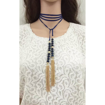 N-6551 3 Colors Fashion Long Chains Gold Tassle Rhinestone Pendant  Necklaces Fashion Women Jewelry