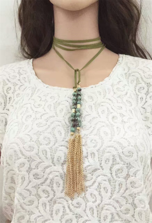 N-6551 3 Colors Fashion Long Chains Gold Tassle Rhinestone Pendant  Necklaces Fashion Women Jewelry