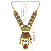 N-6568 Bohemian Necklace Inlay Crystal Natural Turquoise Beads Geometric Shape Carved Flower Tassel Pendant Necklaces