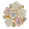 P-0345 Sunshine Blooming 6 Flower Design Rhinestones Crystal Scarf Buckle Brooch for Women Girl 2 Colors