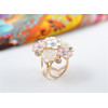 P-0345 Sunshine Blooming 6 Flower Design Rhinestones Crystal Scarf Buckle Brooch for Women Girl 2 Colors