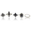 R-1422 5Pcs/set Bohemian Fashion Ring Rhinestone Resin Beads Knuckle Nail Midi Rings For Women Jewelry