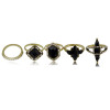 R-1422 5Pcs/set Bohemian Fashion Ring Rhinestone Resin Beads Knuckle Nail Midi Rings For Women Jewelry