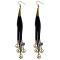 E-3921 Vintage Retro Style Bronze Plated Alloy Black Brown Feather Leather Chain Tassel Round Plates Dangle Drop Long Earrings For Women Girls Jewelry