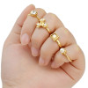 R-1423 Fashion Vintage Gold Joint Knuckle Nail Pearl Rhinestone Midi Ring Set Jewelry for Women