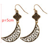 E-3934 Bohemian Fashion Vintage Silver/Gold Indian Style Flower Moon Shape Rhinestone Hook Earrings For Women Jewelry