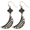E-3934 Bohemian Fashion Vintage Silver/Gold Indian Style Flower Moon Shape Rhinestone Hook Earrings For Women Jewelry