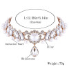 N-6580 European Luxury Elegant Silver Gold Choker Inlay Pearls Crystal Rhinestone Flower Statement Trendy Waterdrop Shape Pendant Necklace Jewelry