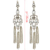E-3928 New Arrival Silver Plated Oval Alloy Crystal Rhinestone Drop Chain  Dangle Earrings Long Earrings Fashion for Women Jewelry
