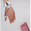 B-0829 Fashion Leather Balck White Punk Personality Skull Rivet Adjustable Cuff Bangle Bracelet with Finger Ring Unisex Bracelets