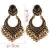 E-3944 Fashion Bohemian Vintage Gold Silver Plated Carving  Drop Shape Dangle Earrings For women Jewelry