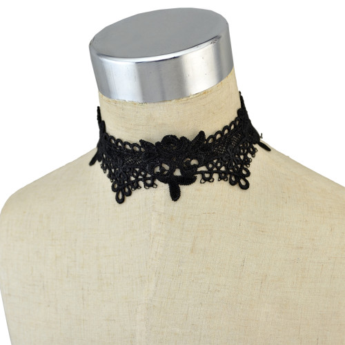 N-6577 Punk Gothnic Style Black Lace Flower Shape Choker Short Necklace Calvicle Statement  Fashion Necklace Females Accessory