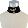 N-6578 Fashion Vintage Antique Bronze The Hunger Games Bird Necklace Choker Wide Black Solid Velvet Necklaces