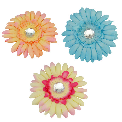 3Colors Fashion Fabric Flower Cute Crystal Brooch Pins  for Women Jewelry