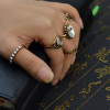 R-1424 5Pcs/Set Bohemian Vintage Style Alloy Ring Crystal Rhinestone Knuckle Nail Midi Rings Jewelry