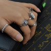 R-1424 5Pcs/Set Bohemian Vintage Style Alloy Ring Crystal Rhinestone Knuckle Nail Midi Rings Jewelry