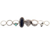 R-1385 bohemian Vintage style Gypsy Silver & gold plated Joint Knuckle Nail Midi Finger  Ring Turquoise Ring Set of 8 Rings