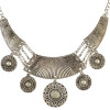 N-6585 Bohemian Style Retro Tibatan Silver Plated Alloy Carved Flower Round Plates Tassel Choker Bib Necklaces Trendy Ethnic Boho Women Accessory