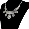 N-6585 Bohemian Style Retro Tibatan Silver Plated Alloy Carved Flower Round Plates Tassel Choker Bib Necklaces Trendy Ethnic Boho Women Accessory