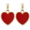 E-3950 Korea Style Gold Plated Red Acrylic Heart Dangle Earrings